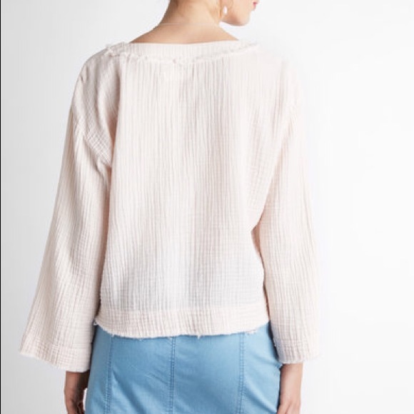 Cloth & Stone | Gauze Bell Sleeve Lace Up Top | S - Picture 7 of 7